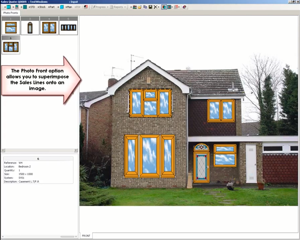 Window graphics superimposed on house photo